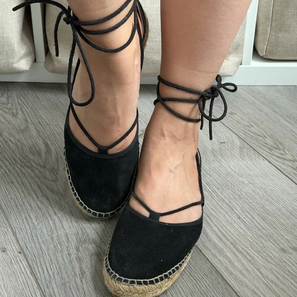 Free People Suede Upper Lace-Up Espadrille Flats - Size 39 ( US 8-8.5)